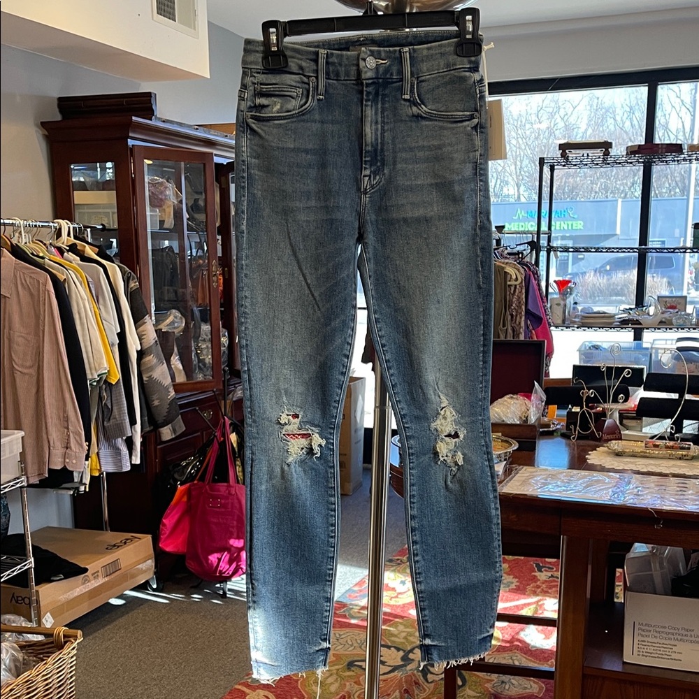 Mother High Waisted Looker Ankle Fray Jeans Size 24 Just Like The Ones Wash NWT